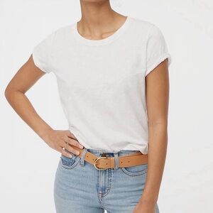 J. Crew Short Sleeve Girlfriend Crewneck Tee in White